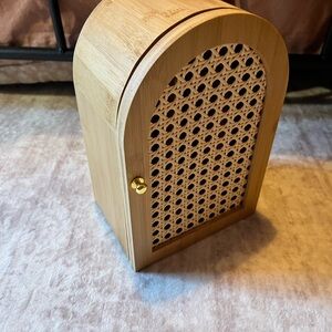 Bamboo Decorative phone charger Box with Woven Front